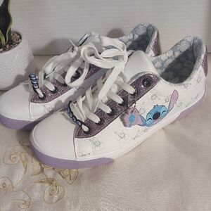 Disney White and Purple Stitch Sneakers